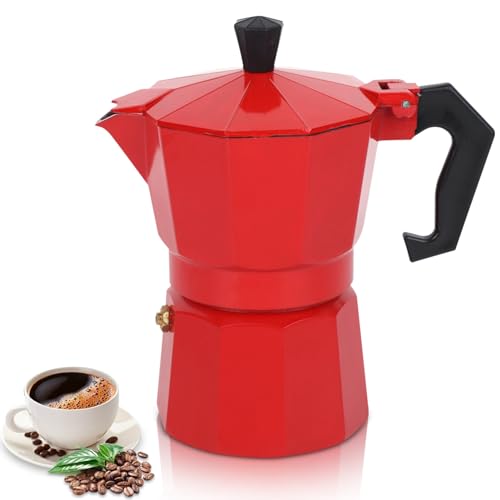 HERCHR Moka Pot,Stovetop Espresso Maker,6 Cup 300ml Express Moka Coffee Maker Brewer Percolator,Induction Moka Pot Aluminum Italian Coffee Machine Maker Makes Delicious Coffee