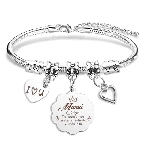 Tamnioa Regalo Mamá Regalos Madre Navidad Originales Regalos Madre Originales, Pulsera Mujer Pulseras Mama Brazalete, Regalo para Mamá Cumpleaños Mujer te Queremos hasta el Infinito y más Allá