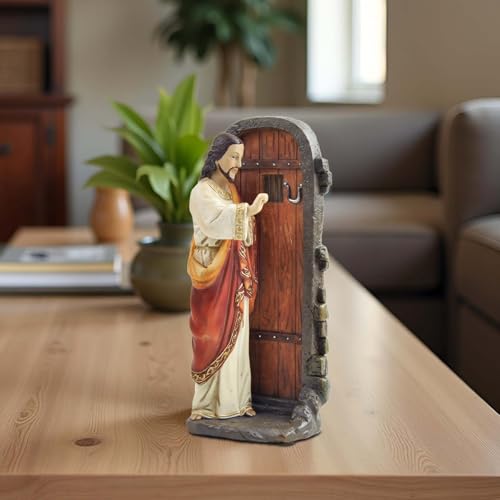 Estatua Jesús llamando a la puerta 5.12 pulg resina miniatura 3