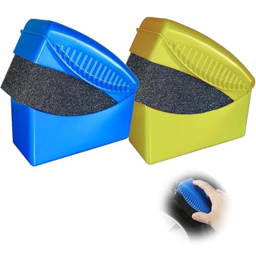 BRITECO 2 Pcs tyre Dressing Applicator - 2 Pcs Shine Applicator with Case Curved Car Sponge Auto Tyre Cleaning Pad - Durable High-Density Sponge No Mess Application Ergonomic Handle
