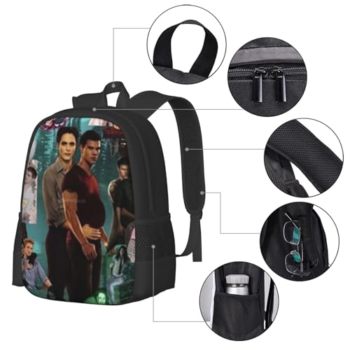 The T-wilight Saga simple large capacity backpack, the whole bag design is stylish, light, casual and simple Black4
