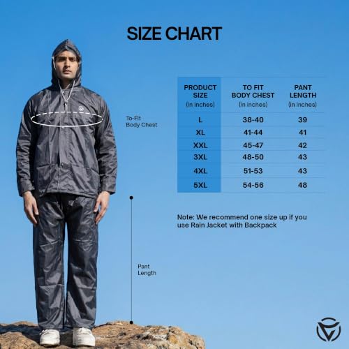 Image of VARSHA - Basic Reversible Rain Coat for Men, Men's Raincoat with Adjustable Hood, Heavy-Duty Zip & Button Closure,Buy Portable Waterproof Rainwear Suit for Bike.(NX)