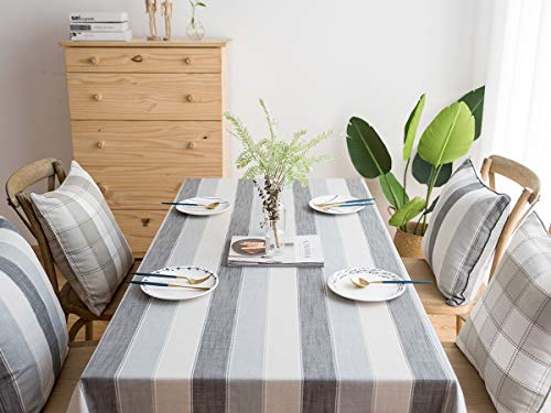 Linenlux Stylish Square Rectangular Tablecloth/Table Cover For Kitchen Dinning Tabletop Decoration Gray Striped Square/Round 53 X 53 In #TOP1