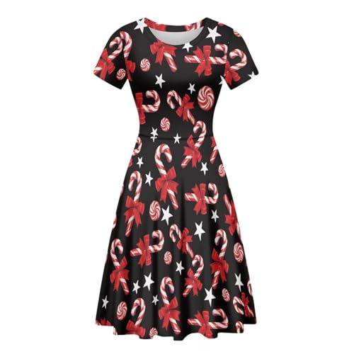 Image of AFPANQZ Womens Casual Summer Lightweight Vintage Dress Short Sleeve Midi Dress Knee-Long Luxury Formal Dress