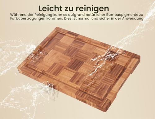 Fibogollo 3er Set Bambus Schneidebretter,2cm dicke Schneidebrett Küche mit Saftrille und Bracket,Brotbretter und Servierbretter,Bretter Kuche Groß Mittel und Klein – Bild 4