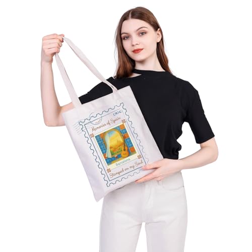 MEIKIUP Barcelona Canvas Tote Bag Barcelona Spain Trip Merchandise Barcelona Travel Souvenirs Shopping Bag4