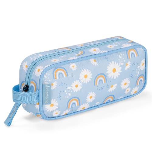 Image of Choco Mocha Kids Pencil Case for Girls, Soft Zipper Pencil Pouch for Girls Pencil Case for School Daisy Pencil Bag for Toddler Girl, Blue