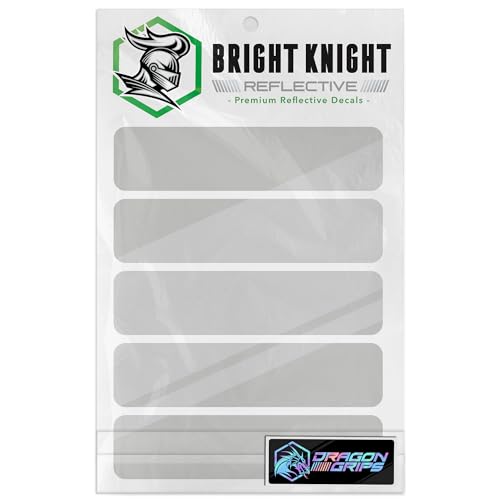 Bright Knight Decals Motorcycle Helmet Decals - 5 Pcs White Reflective Tape Decal with 3M Retro...