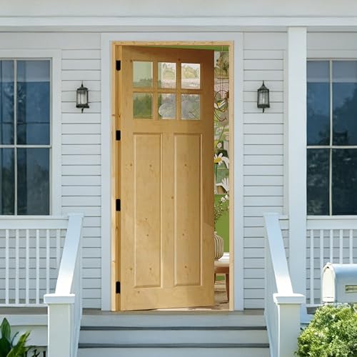 Lakenyon Entry Door, 36" x 80", 6-Lite Clear Glass Exterior Prehung Door, Left-Hand Inswing Entry Door, Solid Wood Frame, Door Slab + Prehung Door Jamb Kit with 4 Black Hinges, Waterproof Primer