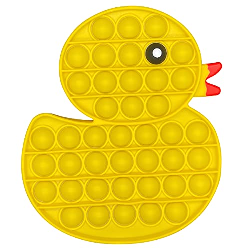 IUGGAN Pop Bubbles Fidget Sensory Toy, Silicone Simple Dimple Fidget Toys, Autism Special Needs Stress Reliever, Push Fidget Toy for Kids Adults Relieve Emotional Stress (Yellow Duck)