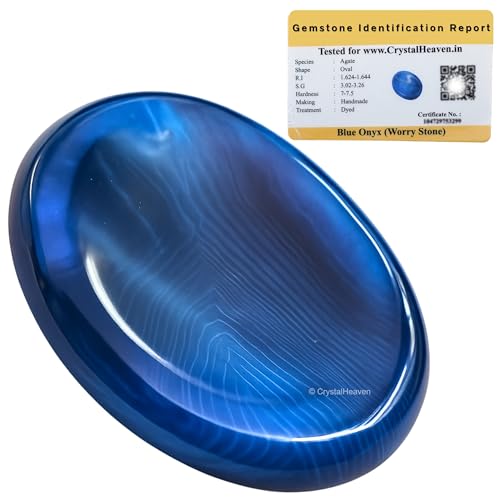 Image of Blue Onyx Crystal Thumb Worry Pebbles Stones for Anxiety Stress Relief