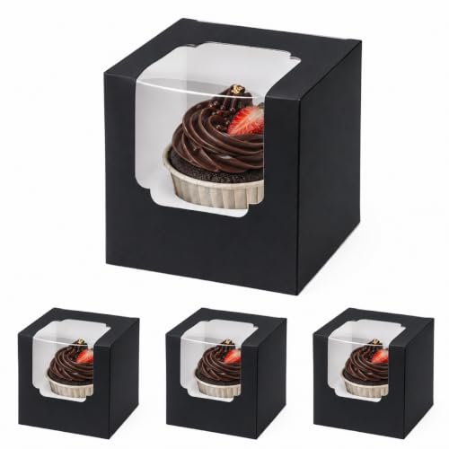 Image of BOOMIBOO 75 Pack Individual Cupcake Containers, Cupcake Boxes with Window