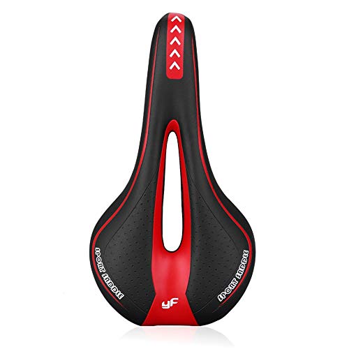 Libertroy Sillín de Bicicleta Mountain Bike Hollow Saddle Racing Bike Saddle Riding Equipment Mountain Bike Cushion-Black Red