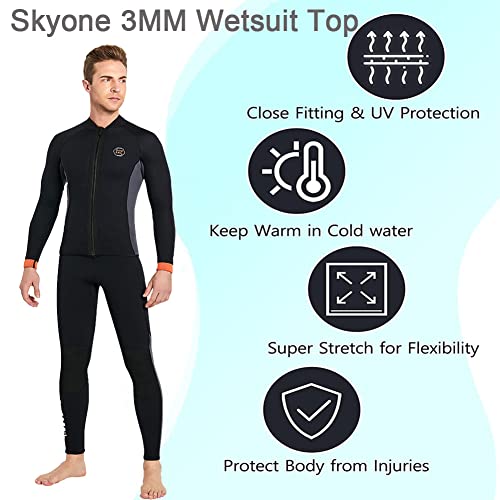 Skyone 2 piezas Traje de neopreno, chaqueta para hombre y mujer de 3MM, traje completo de cuerpo entero miniatura 5