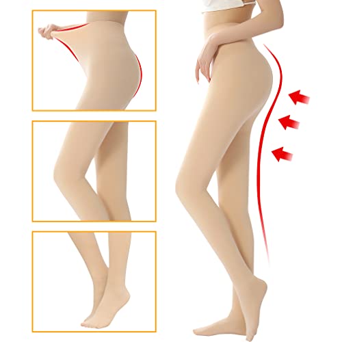 Image of Women's Opaque Winter Thermal Tights Pantyhose Fleece Lined Leggings High Waisted