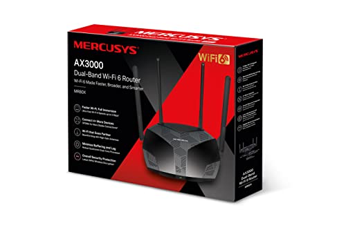 AX3000 Dual-Band Wi-Fi 6 Router, Wi-Fi Speed up 2402 Mbps (5 GHz) + 574 Mbps (2,4 GHz), canale 160 MHz, 3 porte LAN Gigabit, ideale per giochi Xbox/PS4/Steam e 4K (MR80X) - Router - Immagine 7