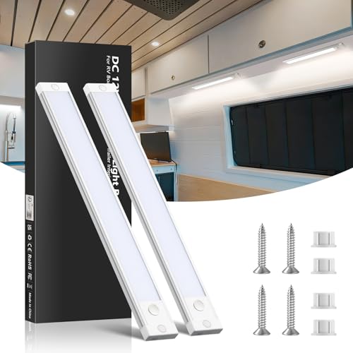 Obeaming 12V oświetlenie wewnętrzne 4,5W listwa świetlna LED do samochodu, furgonetki, ciężarówki, kampera, łodzi, przyczepy kempingowej, kuchni CRI 95 470lm ultracienkie (5000K/2 PCS)