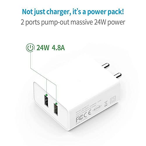 Image of Dual Port Charger for Vivo Y21T / Y 21 T Charger Original Adapter Like Wall Charger | Mobile Charger | Fast Charger | Android USB Charger With 1 Meter USB Type C Charging Data Cable (3.4 Amp, 2-Port, TED13, White)