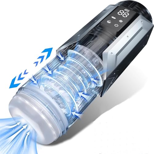 Kaeruw Automatic Male Mastusbafor Life Size Hands Free with 7 Suction 7 R 7 L Modes 3D Realistic Textured Sleeve Male Masterburters, Pocket Puzzy Silicone Sweater Waterproof Hoodies-T401-H, Black