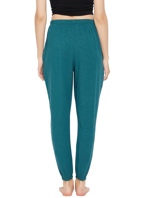 Image of Clovia Women's Cotton Splatter Print Joggers In Blue