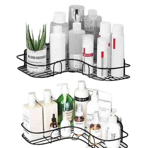 (Pack of 2) Multipurpose Self-Adhesive Kitchen Bathroom Corner Rack and Stands Mounted with Strong Magic Sticker Durable Hook Home Essentials/LCORNER/Bathroom Corner 2PIS|PRI-P3206