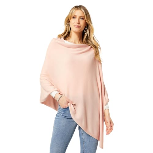 Coco + Carmen Womens Ponchos for Women - Lightweight Womens Shawl in Cameo Rose, Open Front Poncho Sweater for Women, Versatile Sweater Cape Poncho