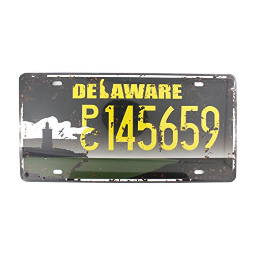 6x12 Inches Vintage Feel Rustic Home,Bathroom and Bar Wall Decor Car Vehicle License Plate Souvenir Metal Tin Sign Plaque (Delaware PC145659)
