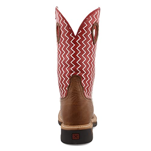 Image of Twisted X Men's 12 inch Western Work Boot, Square Toe, Distressed Saddle Shoulder & Cherry, 11.5 EE