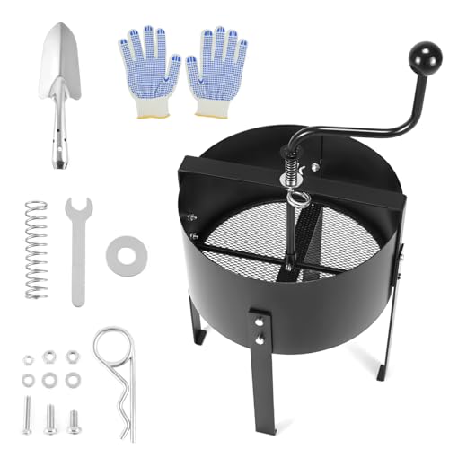 QWORK 13" Rotary Soil Sifter Compost Sieve, Efficient 1/5 Inch Mesh,Durable Construction