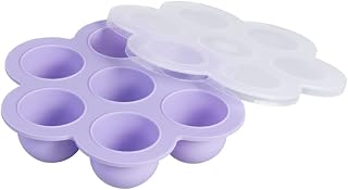 OUNONA 2PCS Reusable Cavity Silicone Food Storage Containers with Clip Lids Freezer and Oven Safe Trays Blue Purple for Meal Prep and Fresh Food Preservation