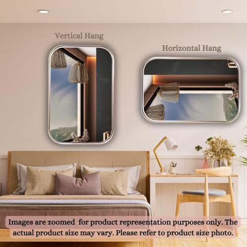 Image of Metal Frame Mirror for Wall /Aluminium Rectangle Bathroom Wall Mirror 18x24 Inch /Mirror for Bathroom /Bedroom /Living Room /Entryway /Dressing Room /Decorative /Vanity| AM1824A3