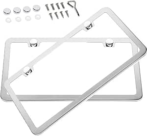 Tuscani Stainless Steel License Plate Frame - Mirror Chrome + FREE 2 Caps! 1 thumbnail image