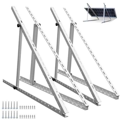ECO-WORTHY 4 Stück Solarpanel Halterung 114cm 45in, Balkonkraftwerk Halterung Aufständerung Einstellbar 0-90°, 100W bis 400W Solarmodul Befestigung Set für Flachdach Wand Wohnmobil Boot und Garten