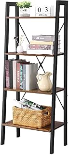 mcc direct 4-Tier Bookcase Multifunction Display Rack Ladder Bookshelf (Walnut)