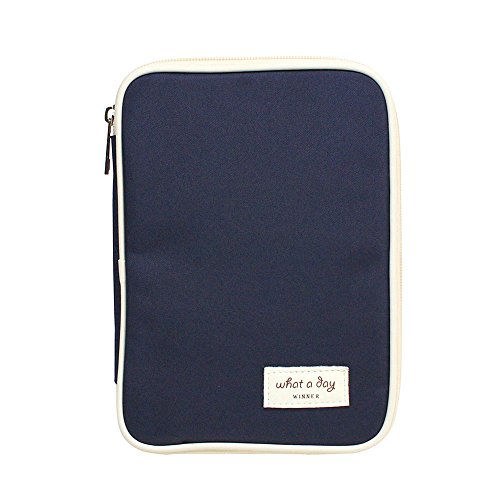 Carry-all Passport Document Travel Wallet and Bonus Free Travel Bag (Dark Blue)