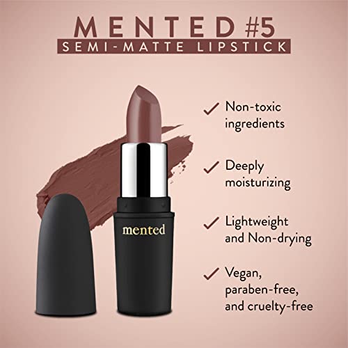 Mented Cosmetics | Semi Matte Nude Lipstick, Mented No. 5 | Vegan, Paraben-Free, Cruelty-Free | Nude Pink Brown, Long Lasting And Moisturizing Lipstick #TOP3