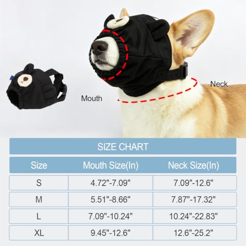 Image of NACOCO Dog Calming Cap Eye Mask Nylon Shading Pet Anxiety Mask Muzzle for Grooming Anti Car Sickness (Bear,S)