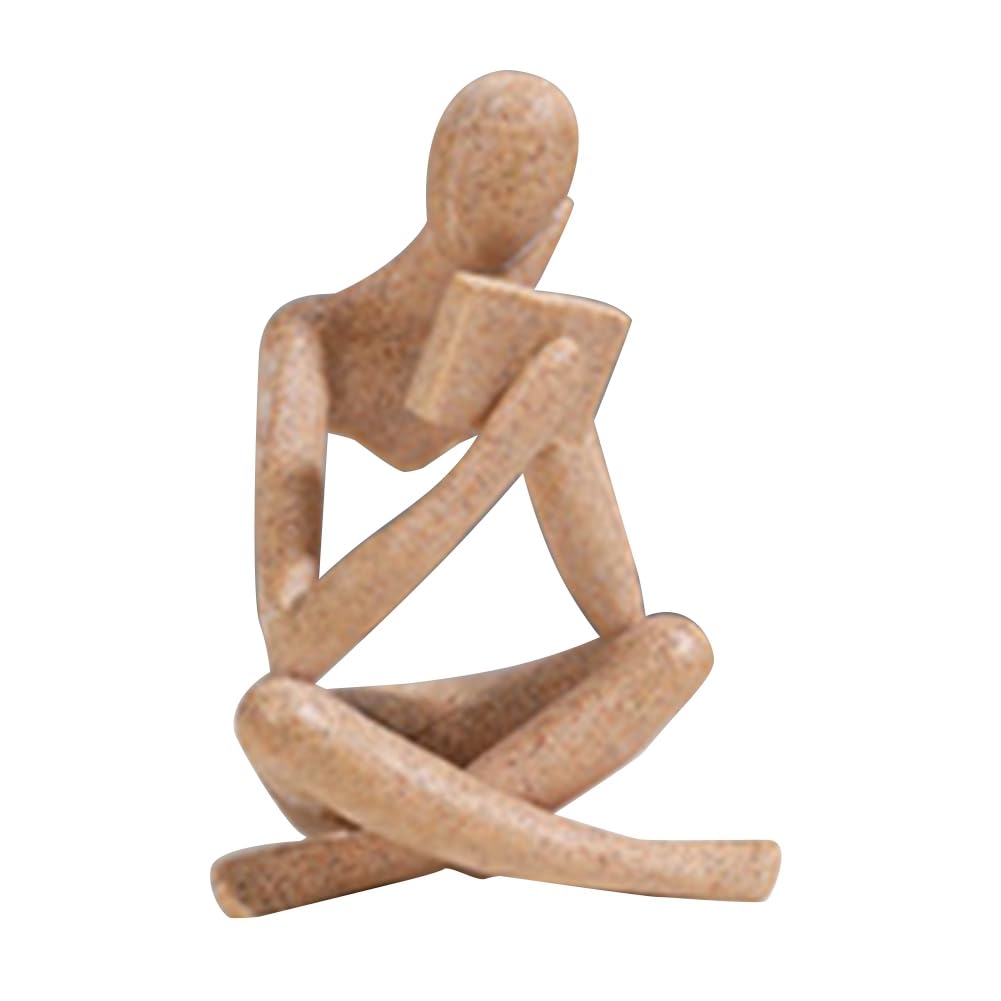 CTRLZS Thinkers Sculptures,Sandstone Thinkers Resin Statue Reading Ornament,Thinkers Sculpture Decoration, Modern Book Decor Easy Install A