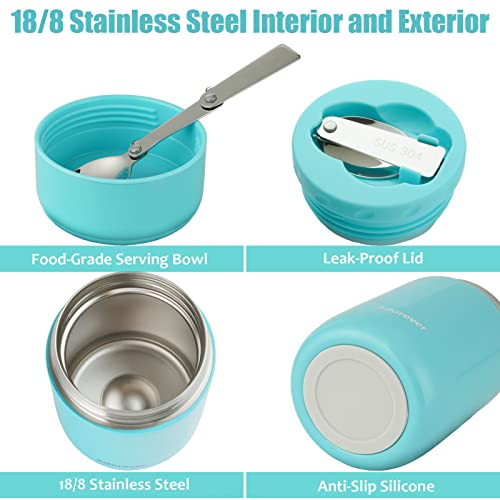 Adorever 17Oz/ 25Oz Thermos For Hot Food With Spoon, Leakproof Lunch Thermos For Kids Adults, Soup Thermos Vacuum Insulated Food Jars, Blue #TOP3