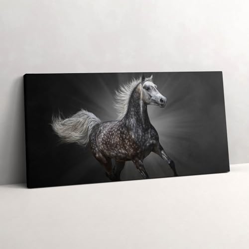 Peinture sur toile cheval au galop habillage grand mur vide salon