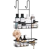 HapiRm Hanging Shower Caddy Over the Door with Soap Holder, No Drilling Adhesive Shower Organizer with 11 Hooks, Rustproof & Waterproof 304 Stainless Steel Shower Shelves for Bathroom - Black HapiRm Hanging Shower Caddy Over the Door with Soap Holder, No Drilling Adhesive Shower Organizer with 11 Hooks, Rustproof & Waterproof 304 Stainless Steel Shower Shelves for Bathroom - Black