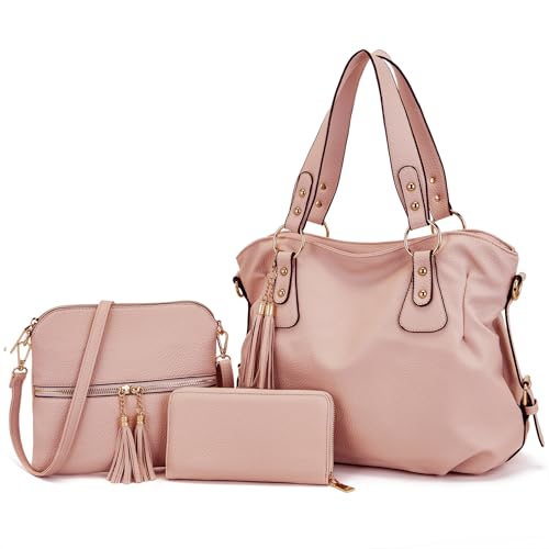 Image of Qiyuer Slouchy Handbag for Women Shoulder Bag Hobo Purse Wallet Set 3pcs