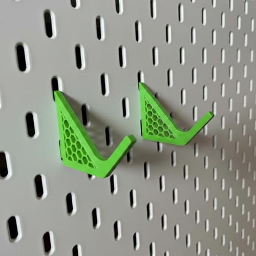 Image of Universal Skadis Pegboard Controller Holder - Modular Wall Mount & Display Stand for PS5, PS4, Xbox Series X /S, N64 & Gameboy - Gaming Setup Accessory (4 PCS) (Green)