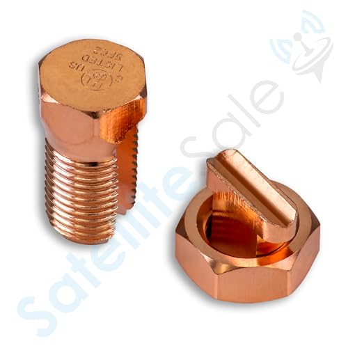 SatelliteSale UL-Listed Bonding Lugs High Conductivity Copper Coated Brass Grounding Split Bolt Connectors Size #4 Pack of 50 Pieces