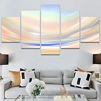 SIGNWIN 5 Panel Canvas Wall Art Modern Art Abstract Contemporary Edgy Mixed Media Multicolor Patterns for Home Decorations Ready to Hang - 60