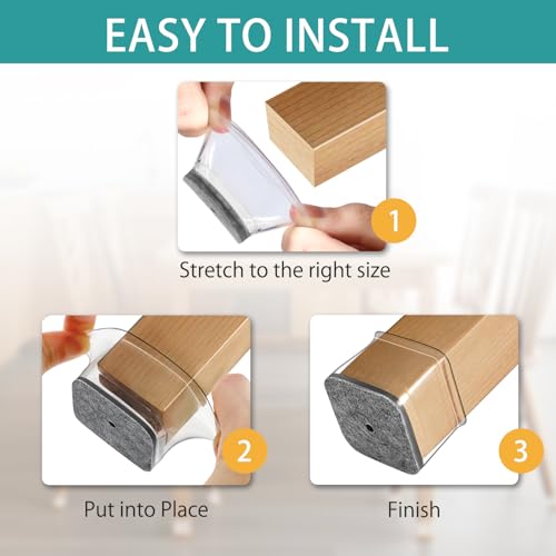 Image of Ansible 24 Pcs Chair Leg Floor Protectors Square | Silicone Felt Furniture Leg Covers for Hardwood Floors, Reduce Noise, Glide Smoothly (Square M Fit:3 /4 inch to 1 inch(19-25mm)
