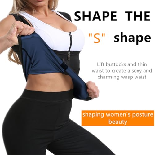 Chaleco Neopreno Sauna para Hombres y Mujeres Trajes Sauna Compresion Adelgazantes Adelgazante Sudoración Deporte Shapewear Camiseta Sauna para Deporte Fitness, Sauna, Sudar Rapido (Azul, M)