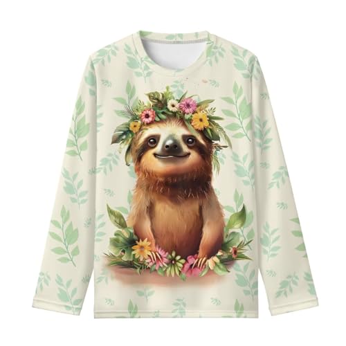 Image of Girls Cartoon Print Long Sleeve Graphic Tee Casual Crew Neck T-Shirts for 3-16 Years Little Girls