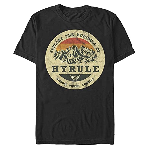 Nintendo Esplora Hyrule T-Shirt, Nero, L/Plus Tall Uomo