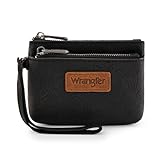 Wrangler Coin Purse for Women RFID-blocking Floral Embossed Change Pouch Wristlet Wallet Lightweight Portable Wallets Black